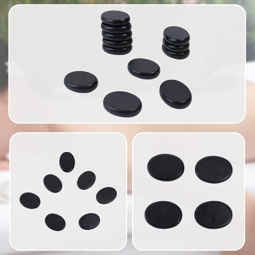 12-Piece Hot Massage Stone Set – Natural Basalt Stones for Spa, Stress Relief & Relaxation Therapy