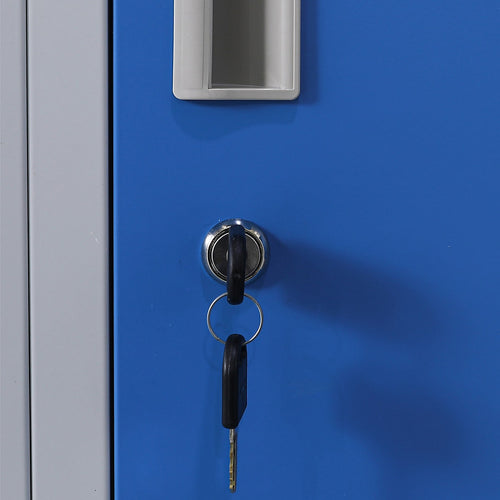 12-Door Steel Locker – Grey with Blue Door, Standard Lock with 2 Keys