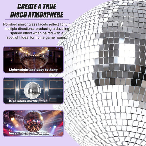 Silver Mirror Disco Ball – Hanging DJ Party Decor
