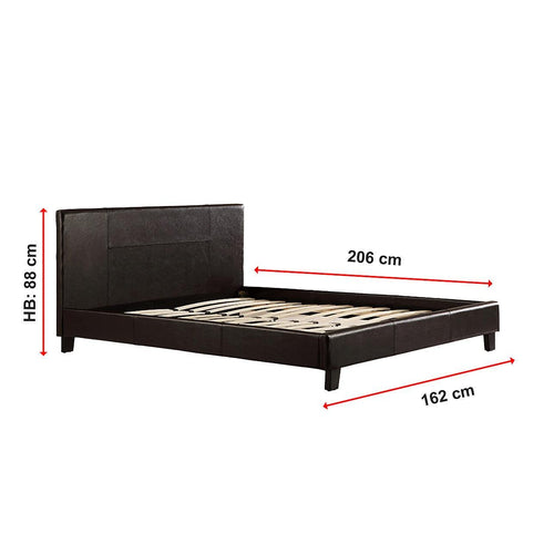 Queen Bed Frame Brown PU Leather