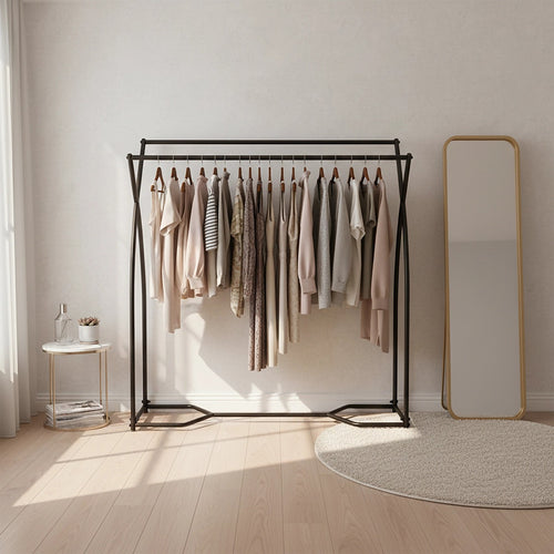 Commercial Clothing Garment Rack – Retail Shop Display Stand in Black