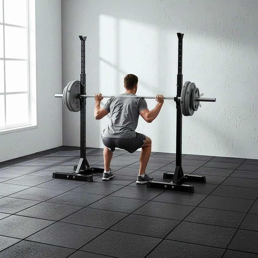 Adjustable Squat Rack Pair for Home Gym Barbell Training