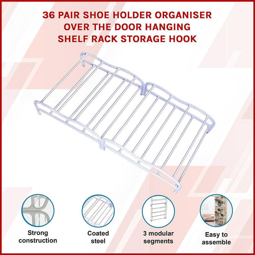 36 Pair Shoe Holder Organiser Over The Door Hanging Rack
