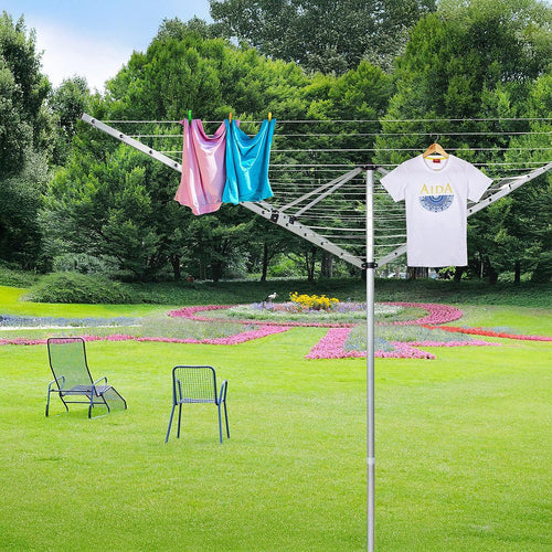 4 Arm Rotary Airer Outdoor Washing Line Clothes Dryer 50m Length