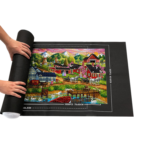 1500pc Jigsaw Puzzle Mat – Roll-Up Fabric Puzzle Saver with Storage Strap