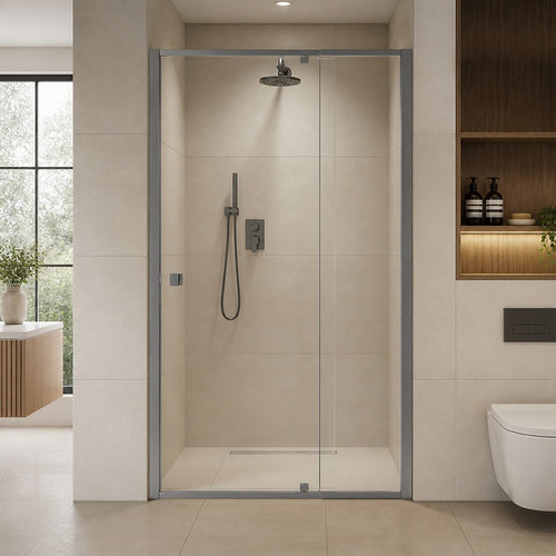 Semi-Frameless Shower Screen – Gunmetal, Front: (98~106)x195cm, No Side Return