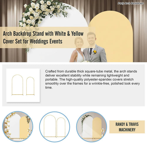 Arch Backdrop Stand Set with White and Yellow Covers