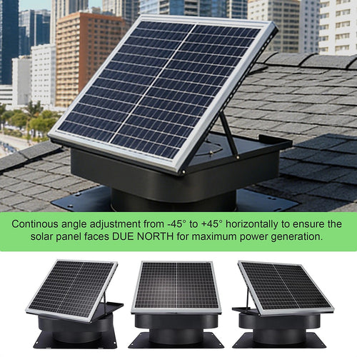 30W Solar Roof Vent Fan Exhaust for Home Garage & Van Ventilation