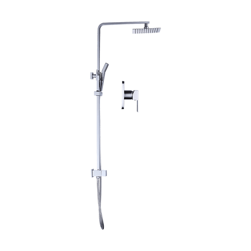 WELS 8" Rain Shower Head Set Square Dual Heads Faucet High Pressure With Mixer