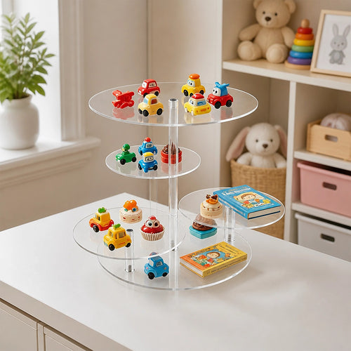 4 Tier Acrylic Cupcake Stand 30cm Clear Dessert Display Tower