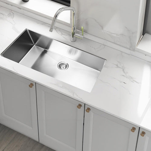 900x450mm Stainless Steel Handmade 1.5mm Sink with Waste in Stainless Steel with brushed finish Finish