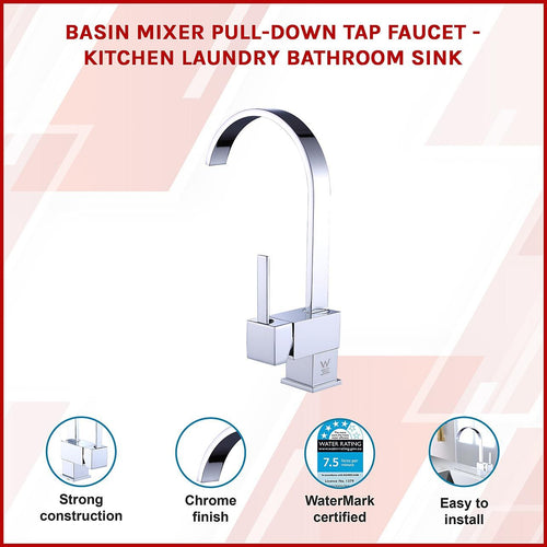 Basin Mixer Tap Curved Neck Faucet -Kitchen Laundry Bathroom Sink