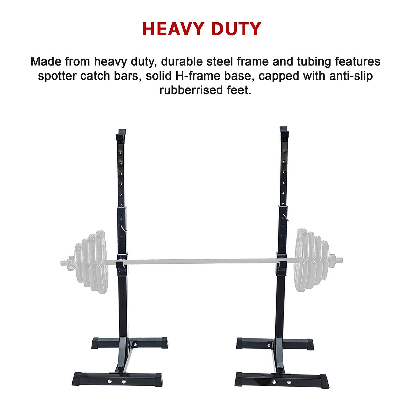 Pair of Adjustable Rack Sturdy Steel Squat Barbell Bench Press Stands ...