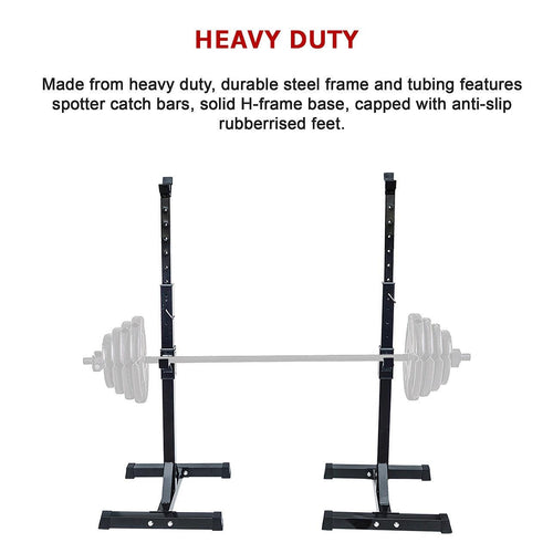 Adjustable Squat Rack Barbell Bench Press Stands Pair