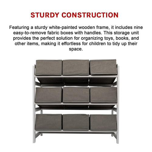 Kids Toy Box Storage Unit Drawers Childrens Bedroom Shelf Baby Nursery Furniture Grey