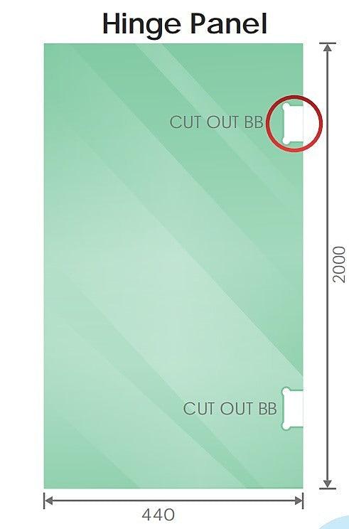 110x80cm Corner Frameless Shower Screen with Chrome Brackets and Brass Hinges