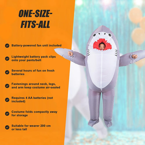 Shark Fancy Dress Inflatable Suit -Fan Operated Costume