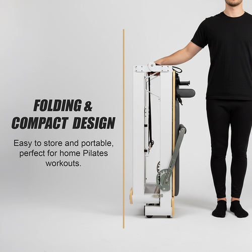 Folding Pilates Reformer Machine – Compact Home Workout Bed for Full-Body Strength & Fitness Training