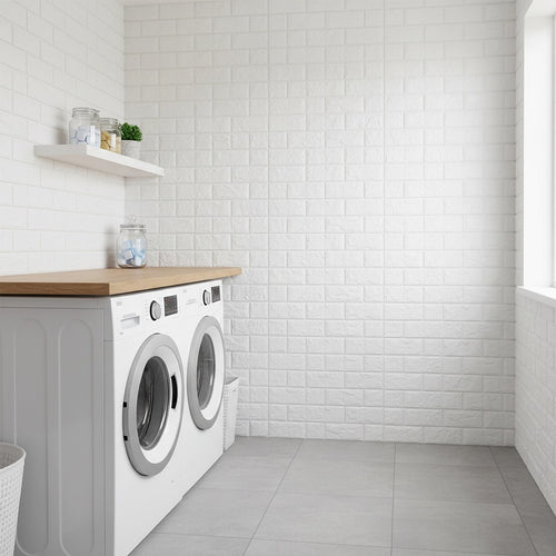 3D Brick Wall Tile Stickers 60x30cm – 50 Pack Peel & Stick Wallpaper Panels for Home Décor