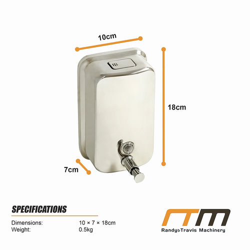 Stainless Steel Soap Dispenser - 1000ml Wall-Mounted Manual Pump
