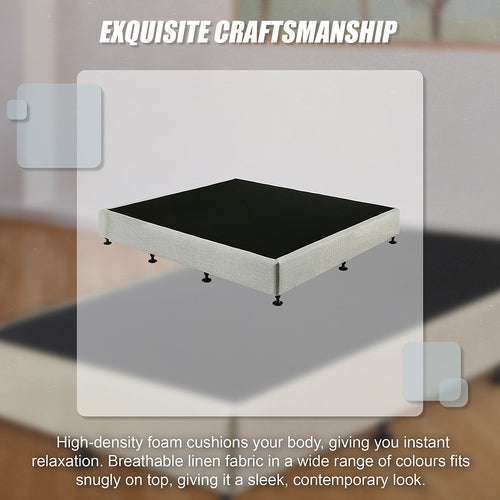 King Slatted Ensemble Bed Base - Platinum Light Grey Linen Breathable Cover