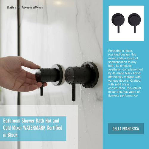 Bathroom Shower Bath Hot and Cold Mixer WATERMARK Certified - Black