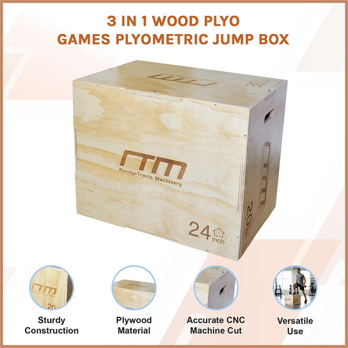 3 IN 1 Wood Plyo Games Plyometric Jump Box