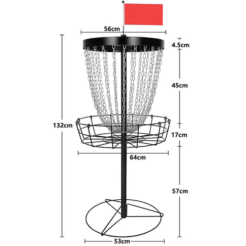 Disc Golf Basket 24 Chain Portable Target with 6 Disc Starter Set for Outdoor Play