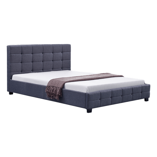 Double Grey Linen Fabric Deluxe Bed Frame