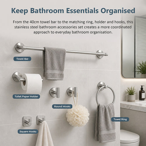 7 Piece Bathroom Accessories Set SUS 304 Stainless Steel Hardware