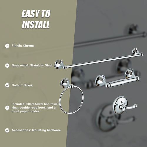 4 Piece Towel Bar Set Bath Accessories Bathroom Hardware