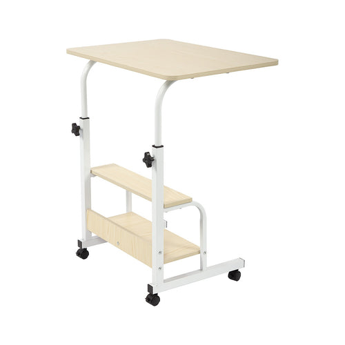 Height Adjustable Rolling Overbed Table – 60cm Mobile Computer & Study Desk on Wheels