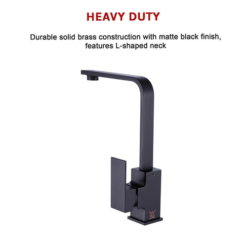 Kitchen Mixer Tap L-Neck Faucet Laundry Bathroom Sink in Black