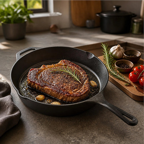 Cast Iron Frying Pan 30cm Pre-Seasoned Skillet for BBQ