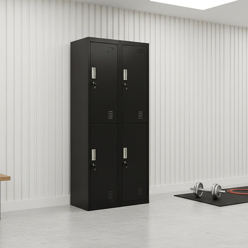 2x2 Door Black Metal Locker – Secure Storage with Standard Lock with 2 Keys