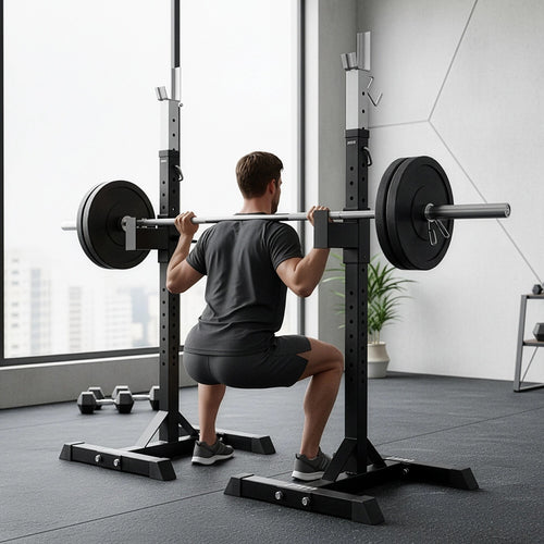 Adjustable Squat Rack Stand Pair for Bench Press & Barbell Weight Lifting