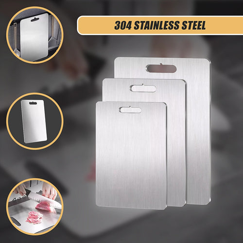 3-Piece Stainless Steel Cutting Board Set – 304SS Chopping Boards for Kitchen & Food Prep