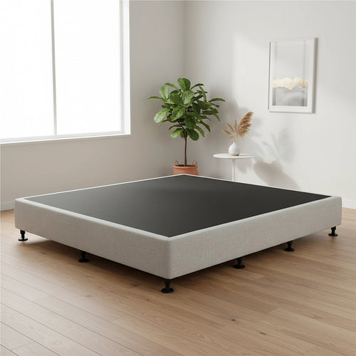 King Slatted Ensemble Bed Base - Grey Linen Breathable Cover