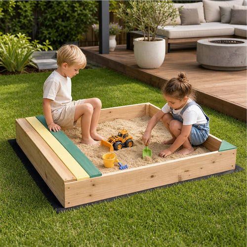 Wooden Sand Pit for Kids – Outdoor Play with Bench & Storage