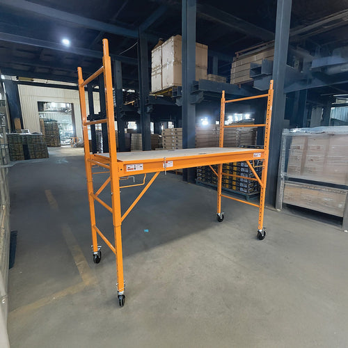 Mobile Scaffold Ladder - Yellow, Wheeled, 450kg Capacity