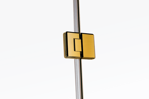 Frameless 10mm Glass Shower Screen 100 x 70cm GOLD Hinges/Brackets and ROUND Handle