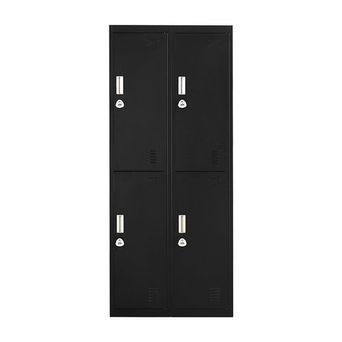 4-Door Metal Locker – 2x2 Layout, Black, 3-Digit Combination Lock