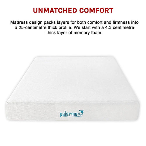 Queen 25cm Gel Memory Foam Mattress Dual-Layered - CertiPUR-US