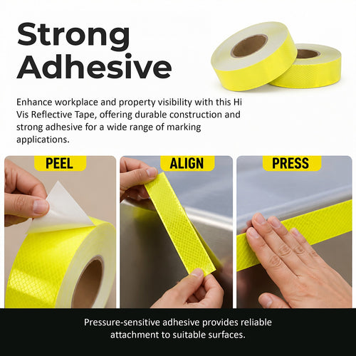 Hi Vis Reflective Tape 2 Pack 50mm x 50m Adhesive Yellow