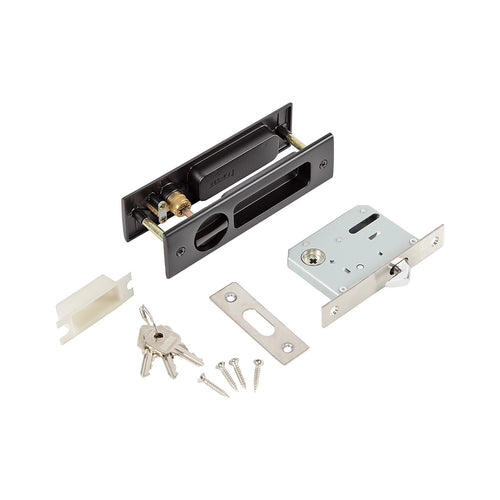 160mm Recessed Sliding Door Lock Handle Set with Key Lock for Pocket & Timber Doors