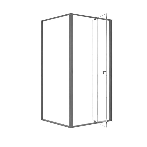 Semi-Frameless Shower Screen – Gunmetal, Front: (98~106)x195cm, Side: (89~92)x195cm