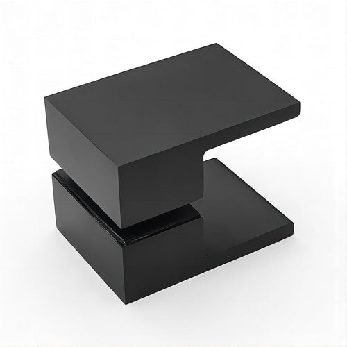 100x70cm Corner Frameless Shower Screen with Black Channel and Brass Hinges, Square Double Pull Handle