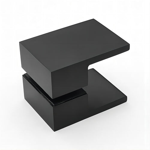 90x90cm Corner Frameless Shower Screen with Black Wall F-Brackets and SS Hinges, Square Double Pull Handle