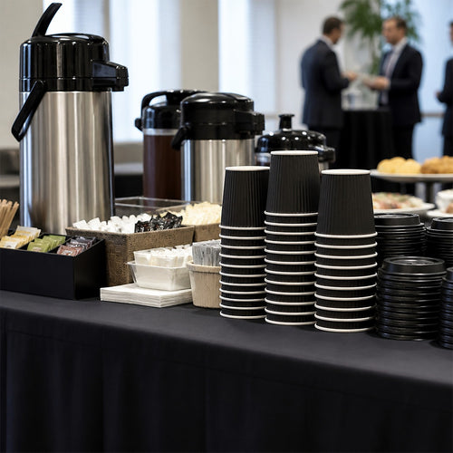 Black Triple Wall Coffee Cups with Matching Lids 500 Piece set 8oz