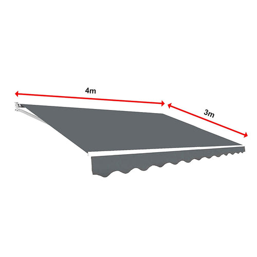 Automatic Retractable Awning 4x3m - Grey Outdoor Wall Sunshade